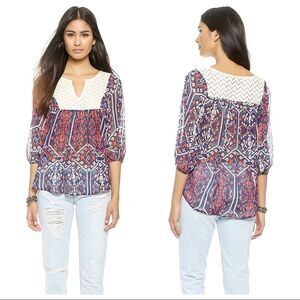 ⭐️ Ella Moss Flora Vista Yoke Panel Silk Blouse S